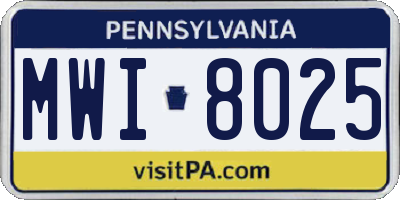 PA license plate MWI8025