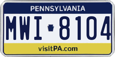 PA license plate MWI8104
