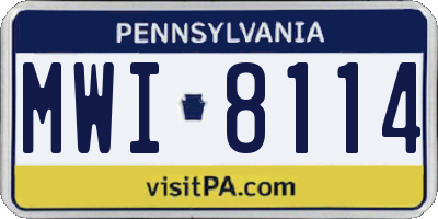 PA license plate MWI8114