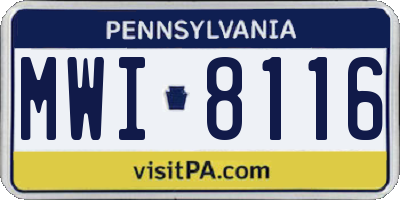 PA license plate MWI8116
