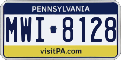 PA license plate MWI8128