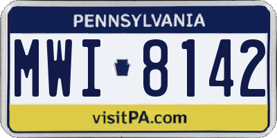 PA license plate MWI8142