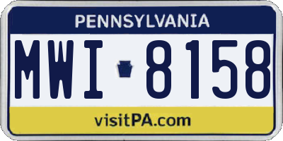 PA license plate MWI8158
