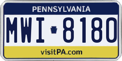 PA license plate MWI8180