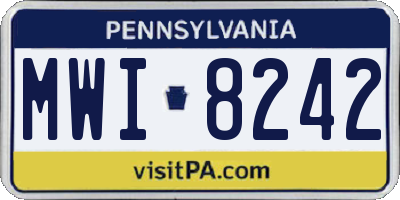 PA license plate MWI8242