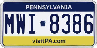 PA license plate MWI8386