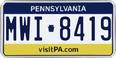 PA license plate MWI8419