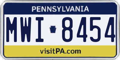 PA license plate MWI8454