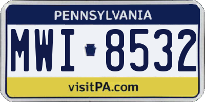 PA license plate MWI8532