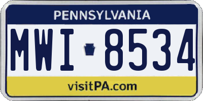 PA license plate MWI8534