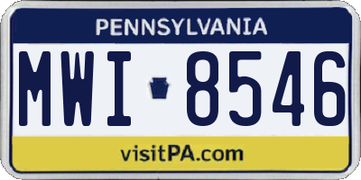PA license plate MWI8546