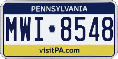 PA license plate MWI8548