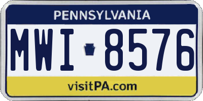 PA license plate MWI8576