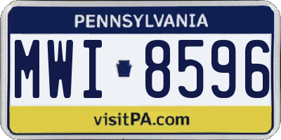 PA license plate MWI8596
