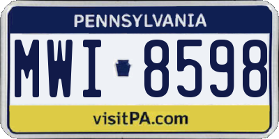 PA license plate MWI8598