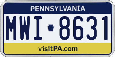 PA license plate MWI8631
