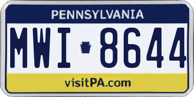 PA license plate MWI8644