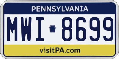 PA license plate MWI8699