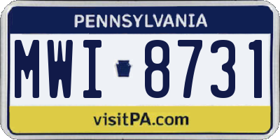 PA license plate MWI8731