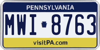 PA license plate MWI8763