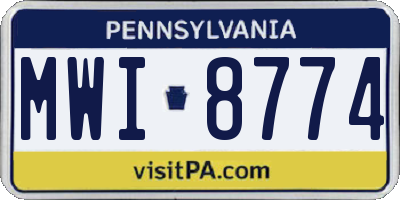 PA license plate MWI8774