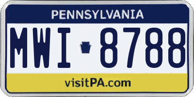 PA license plate MWI8788