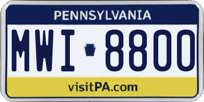 PA license plate MWI8800