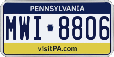 PA license plate MWI8806