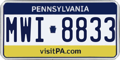 PA license plate MWI8833