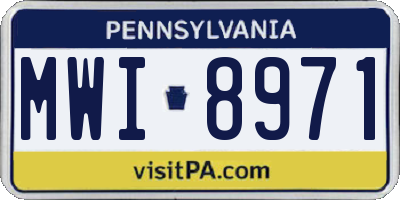 PA license plate MWI8971