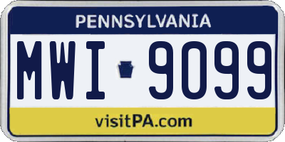 PA license plate MWI9099