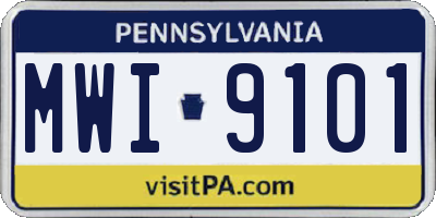 PA license plate MWI9101