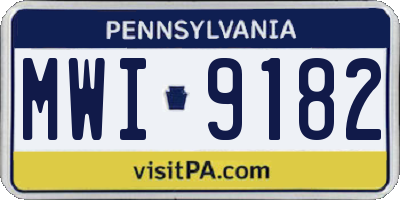 PA license plate MWI9182