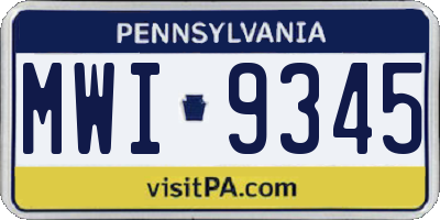 PA license plate MWI9345