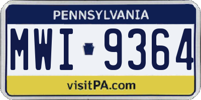 PA license plate MWI9364