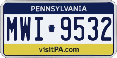 PA license plate MWI9532