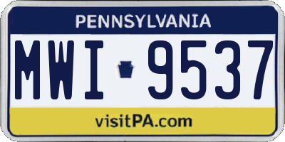PA license plate MWI9537