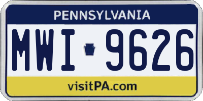 PA license plate MWI9626