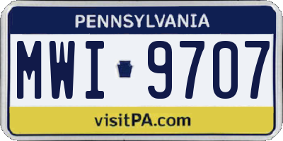 PA license plate MWI9707