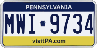 PA license plate MWI9734