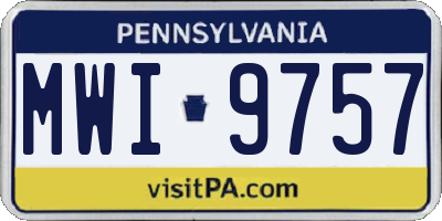 PA license plate MWI9757