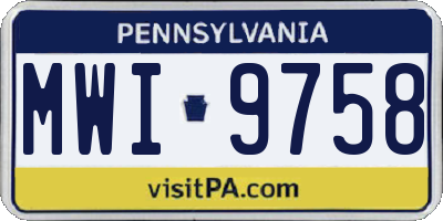 PA license plate MWI9758
