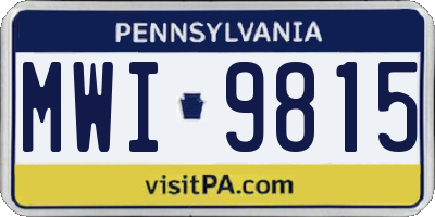 PA license plate MWI9815