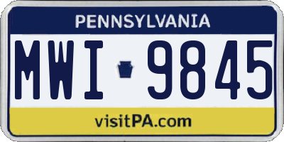 PA license plate MWI9845