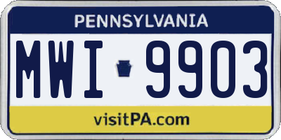 PA license plate MWI9903