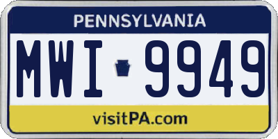 PA license plate MWI9949