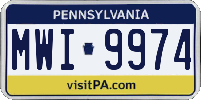 PA license plate MWI9974