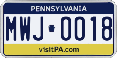 PA license plate MWJ0018