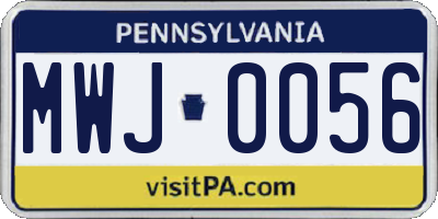 PA license plate MWJ0056