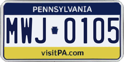 PA license plate MWJ0105